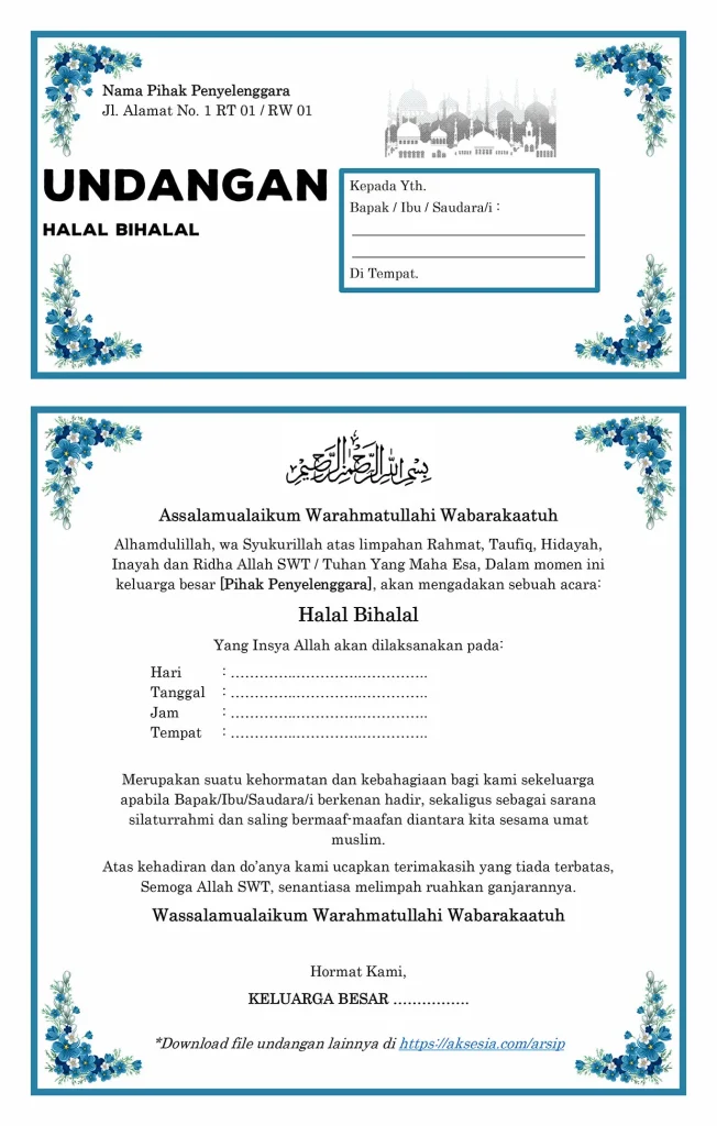Template Contoh Undangan Halal Bihalal Word Doc Pdf Gratis