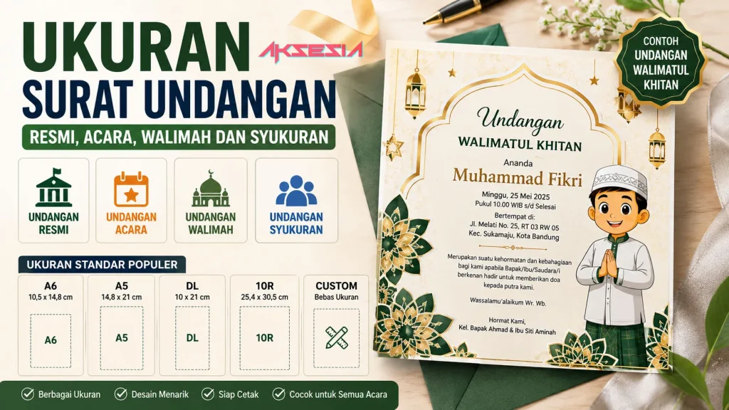Ukuran Surat Undangan Resmi, Acara, Walimah Dan Syukuran