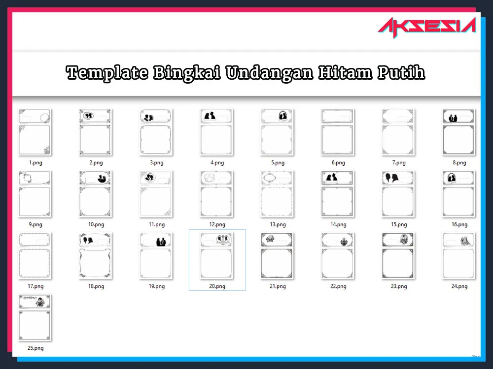 Jual 25 File Template Bingkai Undangan Hitam Putih Fotokopi CDR Siap Edit