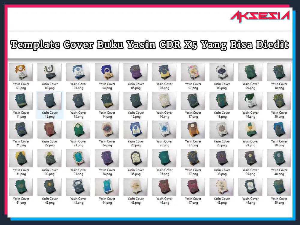 Jual 50 File Template Cover Buku Yasin CDR X5 Yang Bisa Diedit