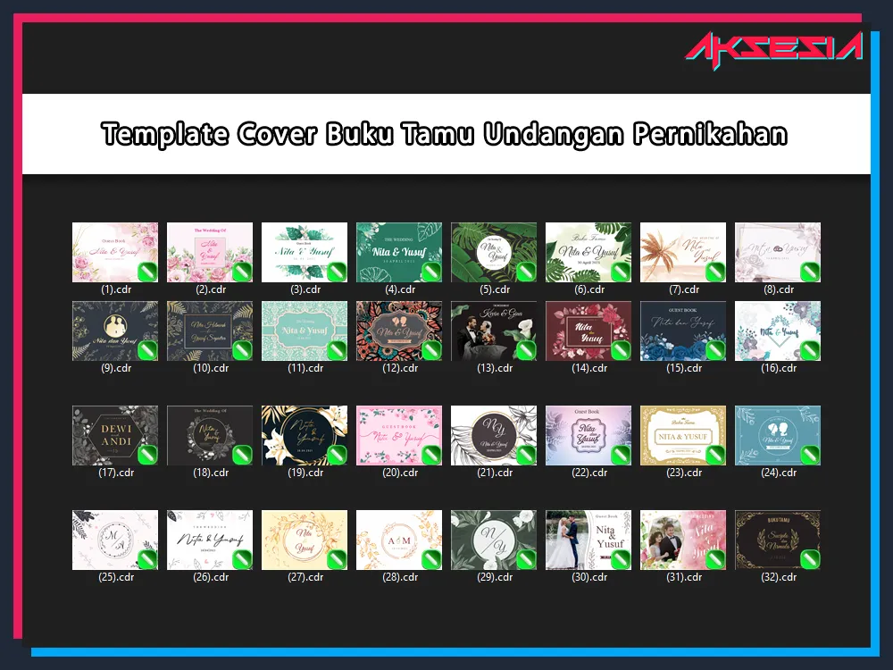 Jual Template Cover Buku Tamu Undangan Pernikahan CDR 1