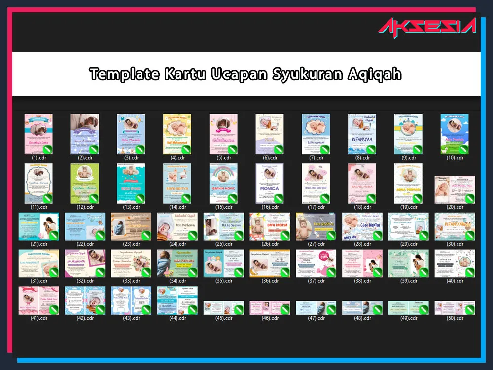 Jual 50 File Template Kartu Ucapan Aqiqah CDR X5 Yang Bisa Diedit